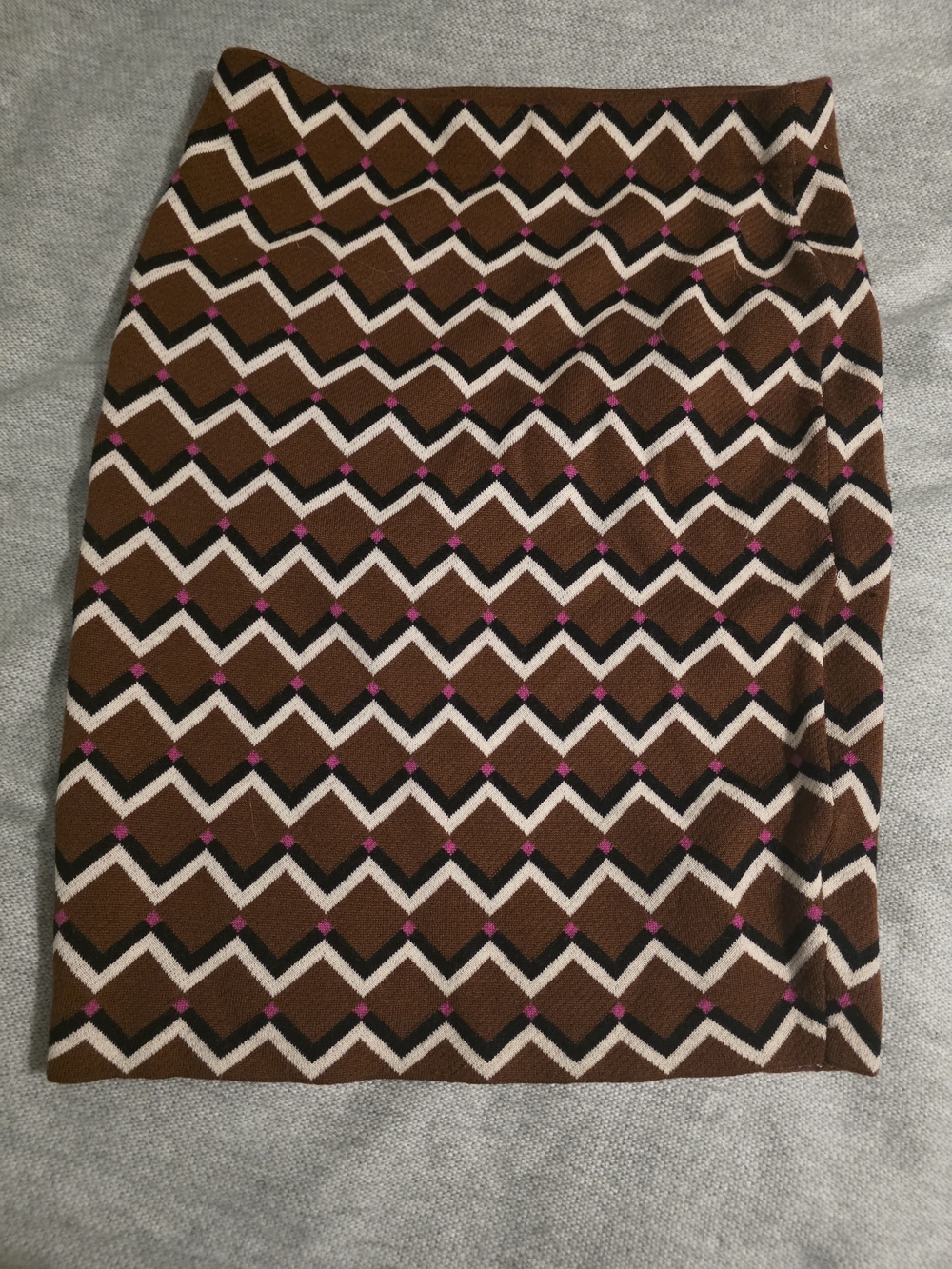 Trina Turk Brown Geometric Pencil Skirt with Pink Accents